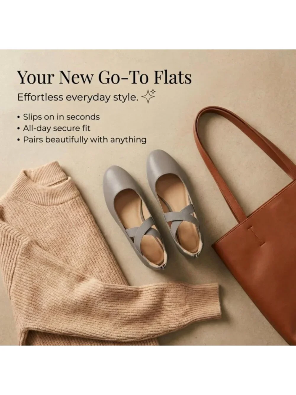 Women's Grey Foam Cushioned Closed Toe Criss Cross Elastic Strap Flat Shoes